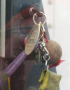 the important Falkirk Wheel key on a Tower of London keyring
