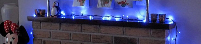 Starry Towers fireplace Xmas lights